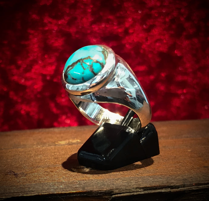 Round Turquoise Signet Ring - Medium